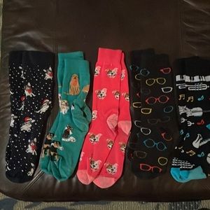 5 sets of crazy socks.
